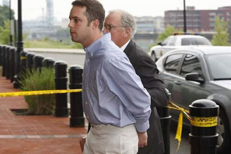Hoboken Mayor Peter Cammarano, left, is led into FBI headquarters in Newark, N.J., after being taken into custody early Thursday, July, 23, 2009